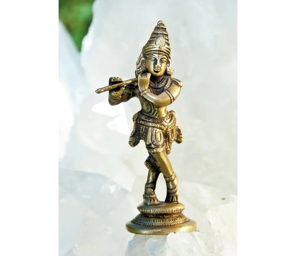 Statue - Krishna aus Messing, ca. 12 cm