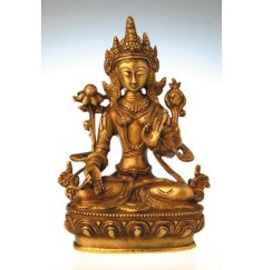 Statue - Weiße Tara aus Messing, 20 cm hoch