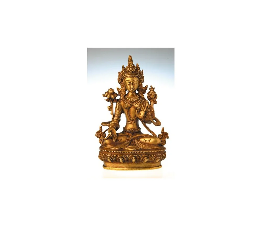 Statue - Weiße Tara aus Messing, 20 cm hoch