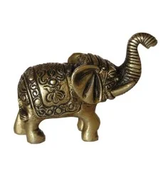 Statue - Baby Elefant mit Gravur - Messing - ca. 5,5 cm
