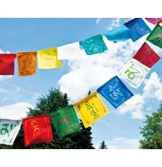 Tibetische Gebetsfahnen -8 Glückssymbole-aus Baumwolle-10 Fähnchen-0,8mLänge