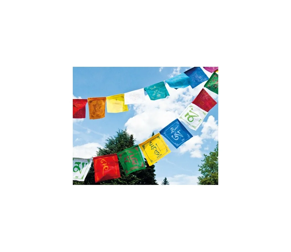 Tibetische Gebetsfahnen -8 Glückssymbole-aus Baumwolle-10 Fähnchen-0,8mLänge