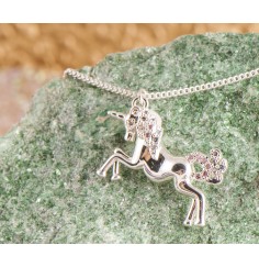Kette mit Anhänger - Einhorn ca. 50 cm - versilbert