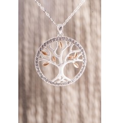 Kette mit Anhänger Yggdrasil versilbert mit ca. 70 cm Kette