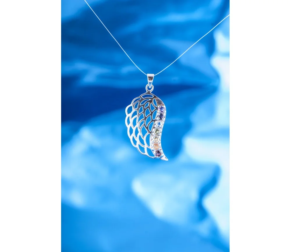 Anhänger - Engelsflügel Chakra - 925 Sterling Silber, ca. 4 cm