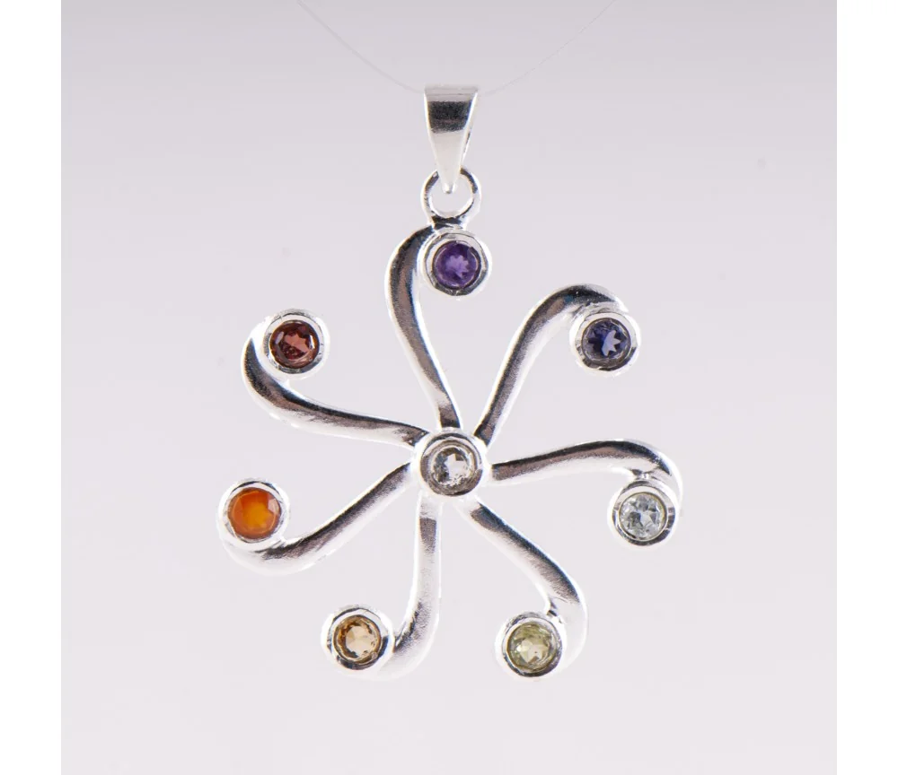 Anhänger - Chakrarad - 925 Sterling Silber, ca. 4 cm