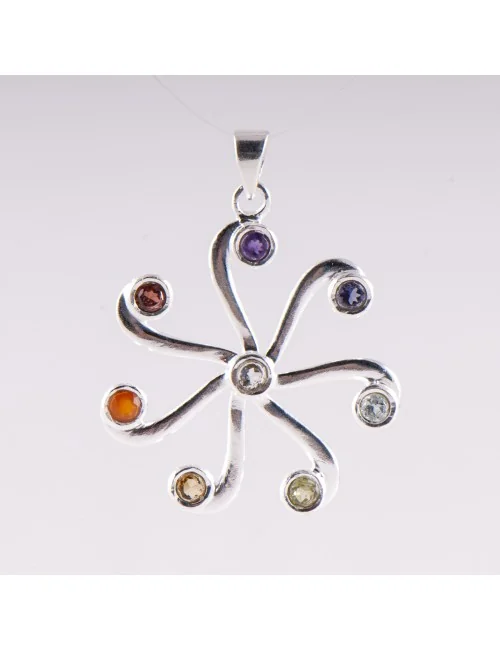 Anhänger - Chakrarad - 925 Sterling Silber, ca. 4 cm