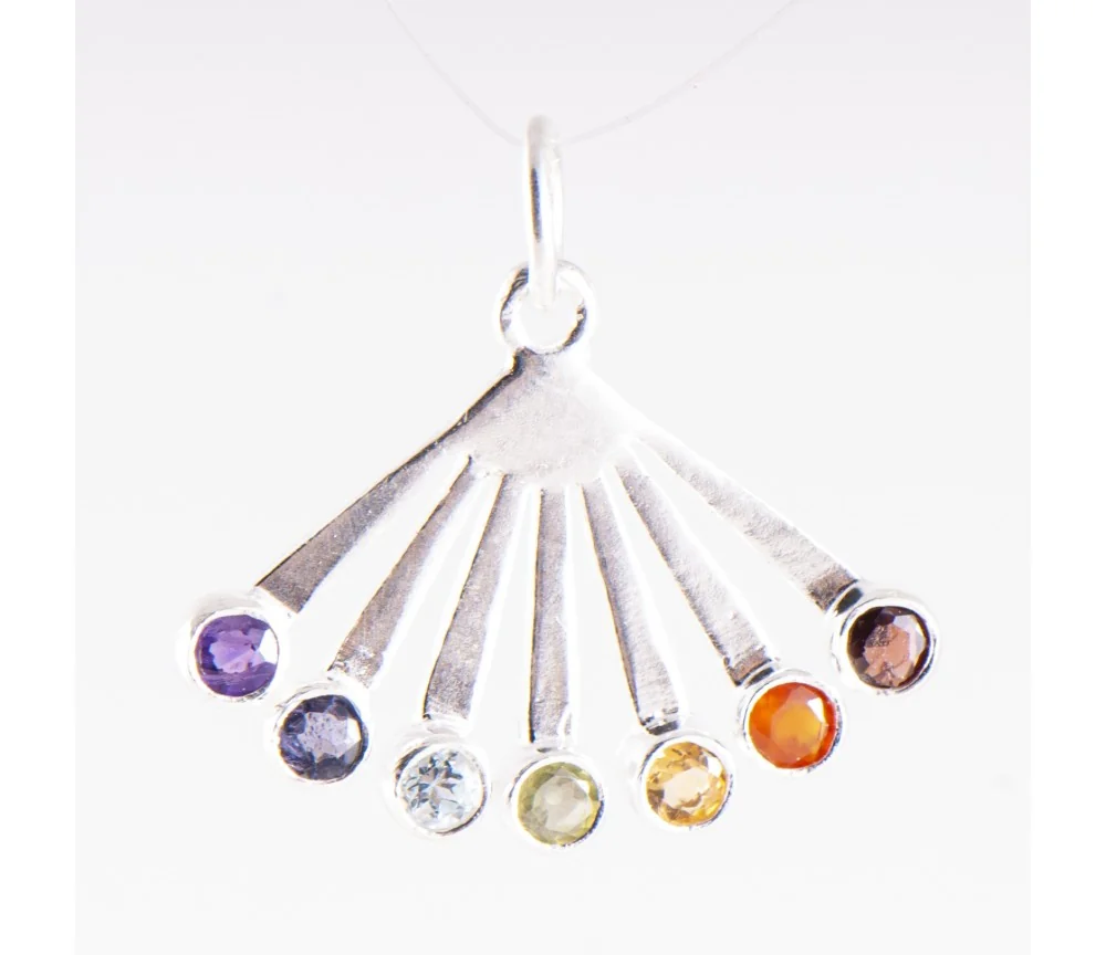 Anhänger - Chakrafächer - 925 Sterling Silber, ca. 2,6 cm