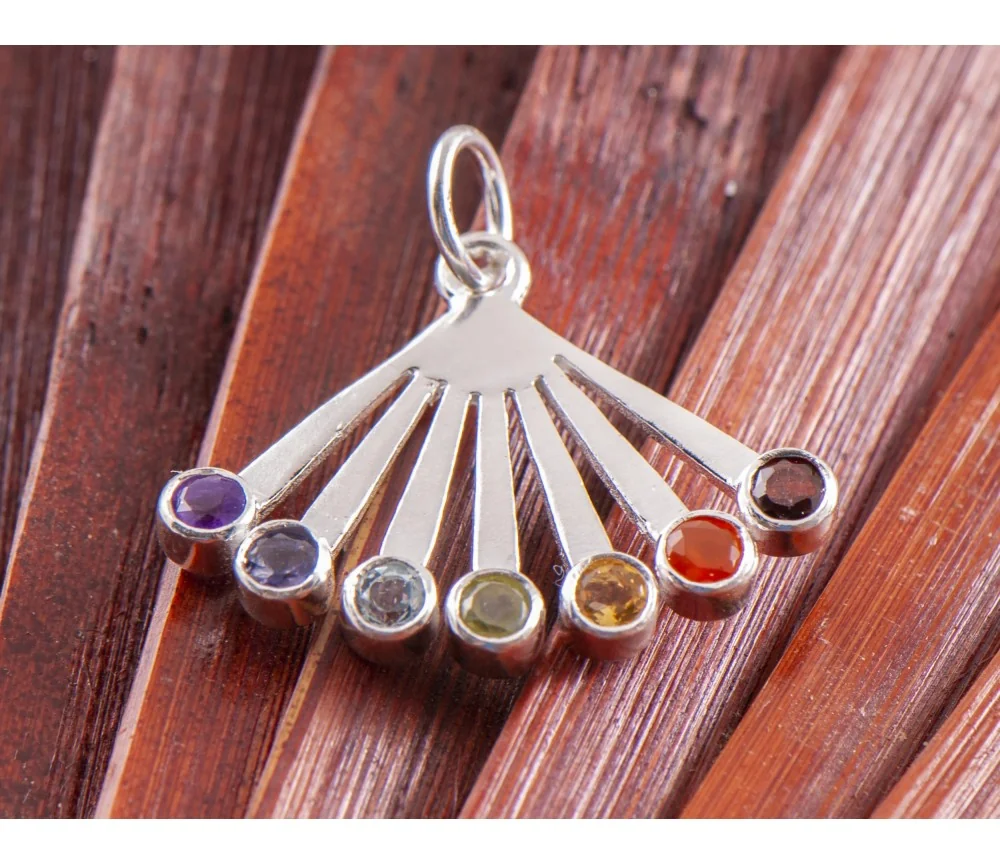 Anhänger - Chakrafächer - 925 Sterling Silber, ca. 2,6 cm