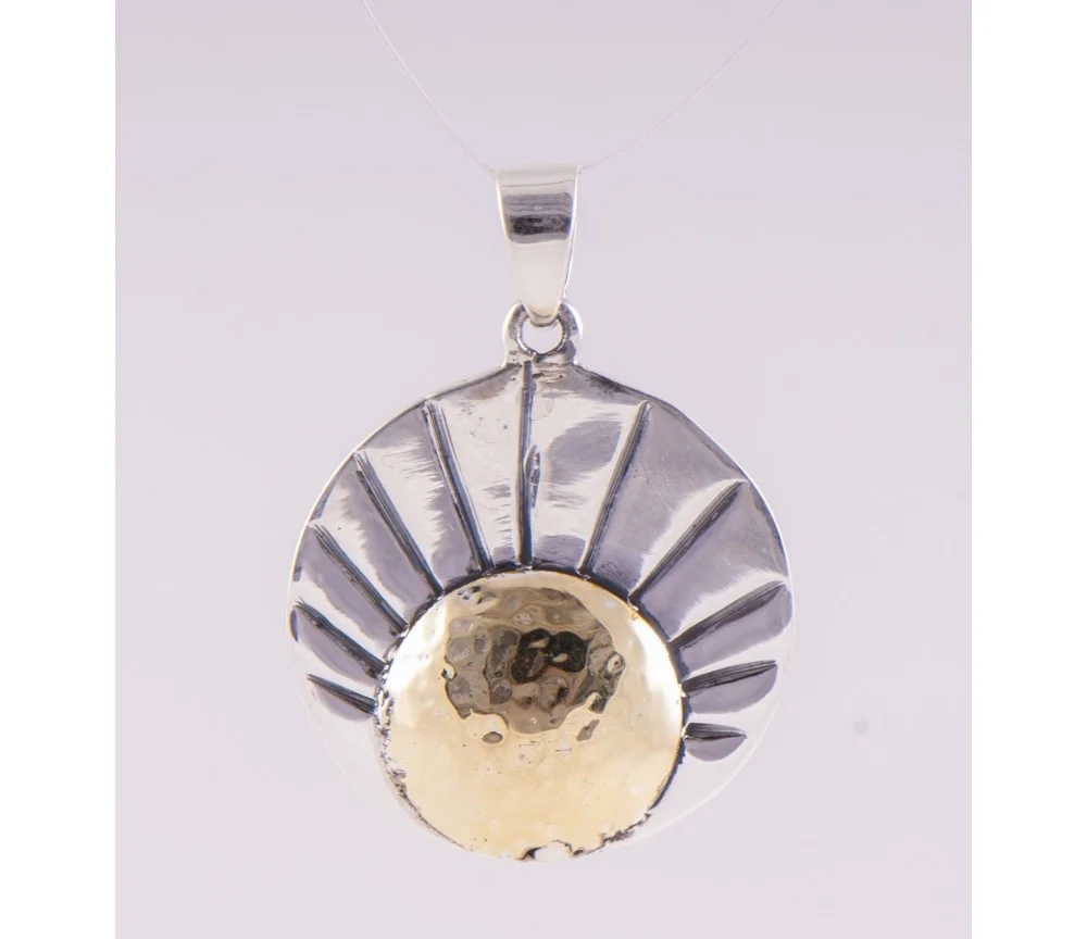 Anhänger - Sonne - 925er Silber mit Messingsonne