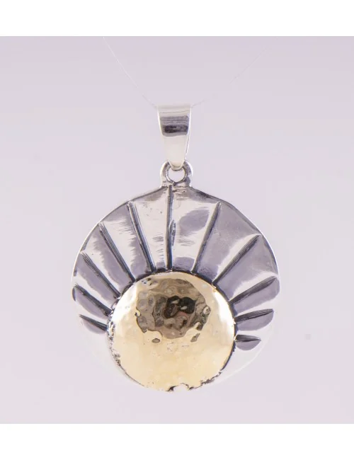 Anhänger - Sonne - 925er Silber mit Messingsonne