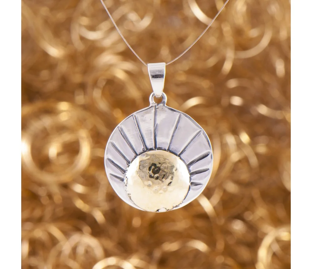 Anhänger - Sonne - 925er Silber mit Messingsonne