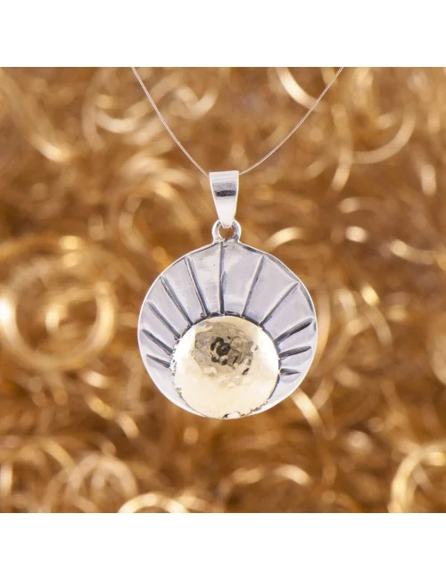 Anhänger - Sonne - 925er Silber mit Messingsonne