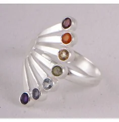Ring - Chakra Fächer - verstellbar aus 925 Sterling Silber