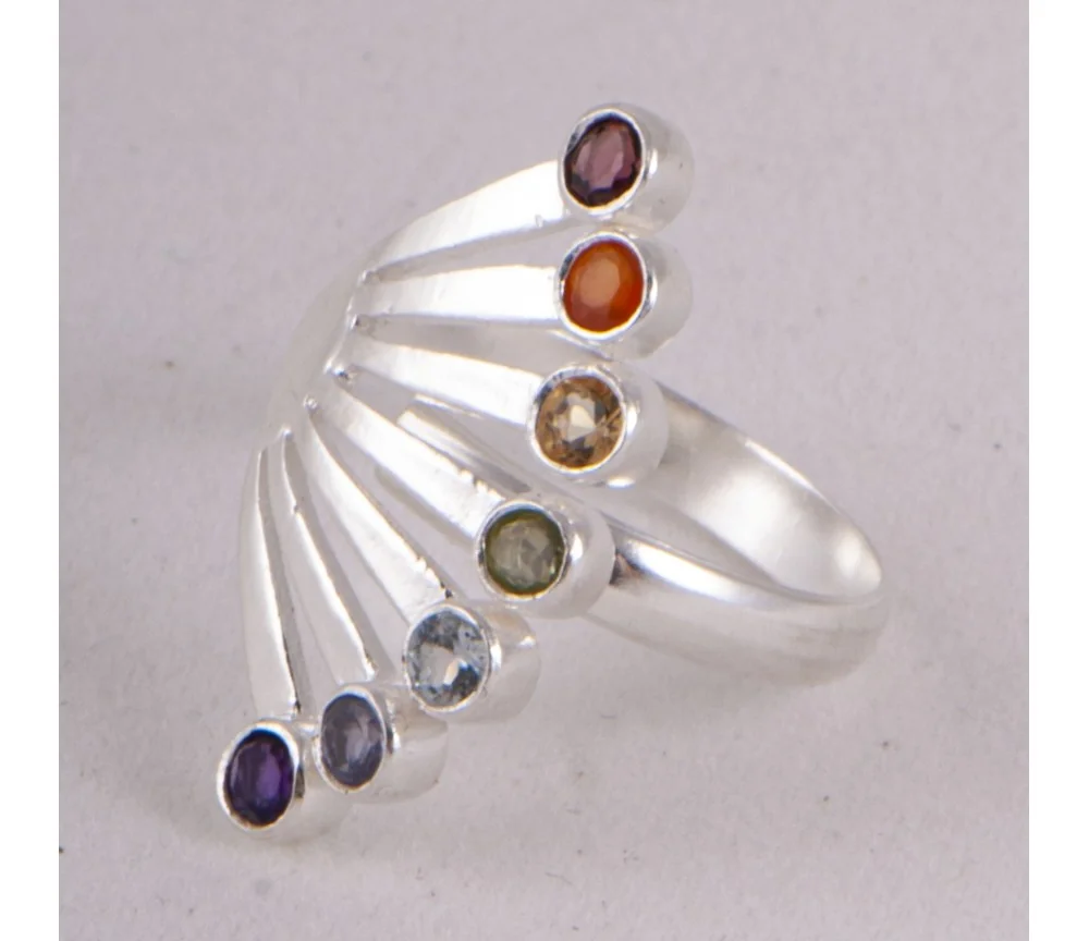 Ring - Chakra Fächer - verstellbar aus 925 Sterling Silber