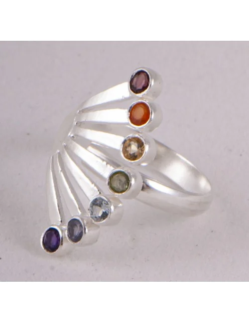 Ring - Chakra Fächer - verstellbar aus 925 Sterling Silber