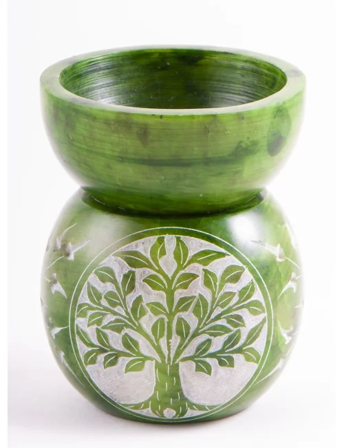 Aromalampe - Kugel Yggdrasil, grün aus Speckstein