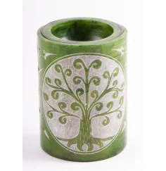 Aromalampe - Zylinder Yggdrasil, grün aus Speckstein