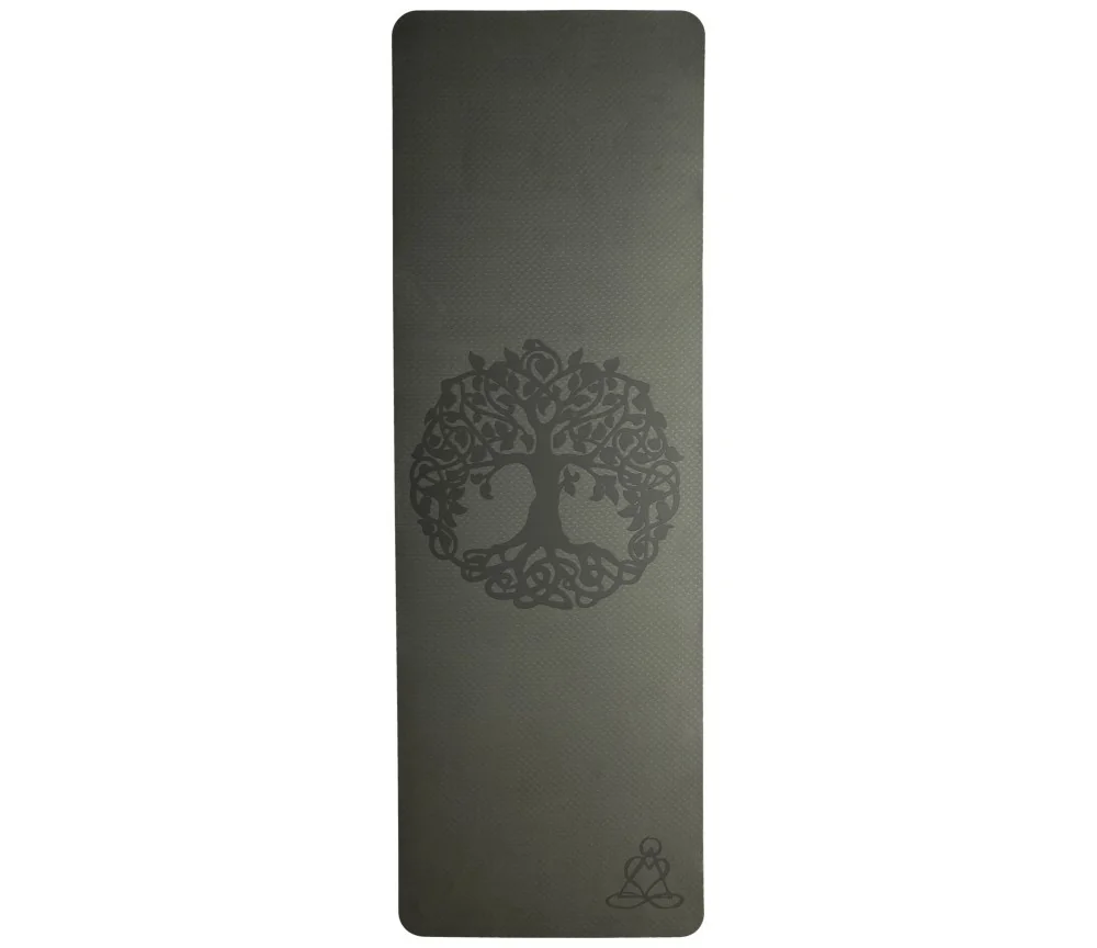 Yogamatte mit Blume des Lebens - 6 mm - TPE ecofriendly - dunkelgrün/ hellgrün