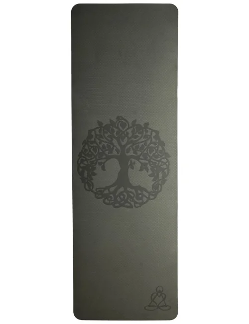 Yogamatte mit Blume des Lebens - 6 mm - TPE ecofriendly - dunkelgrün/ hellgrün