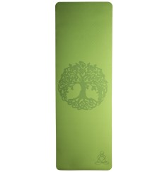 Yogamatte mit Blume des Lebens - 6 mm - TPE ecofriendly - hellgrün / grau