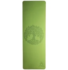 Yogamatte mit Blume des Lebens - 6 mm - TPE ecofriendly - hellgrün / grau