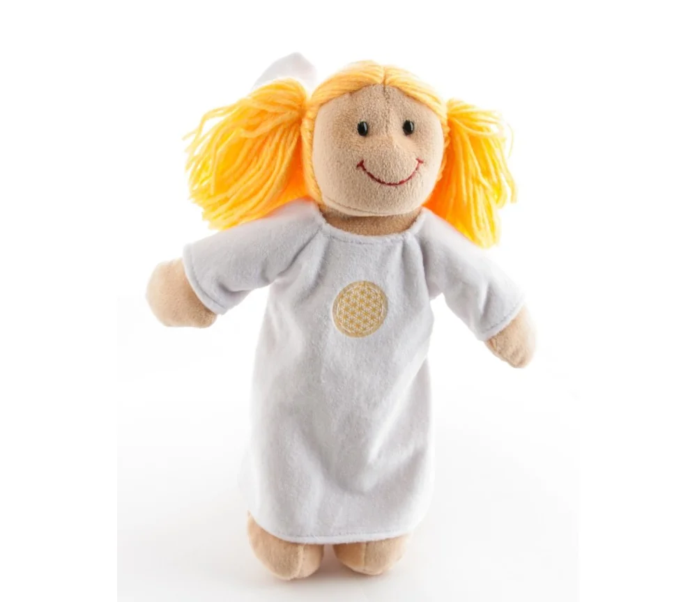 Stoffpuppe - Engel Sarah 30 cm mit Blume des Lebens