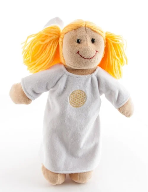 Stoffpuppe - Engel Sarah 30 cm mit Blume des Lebens