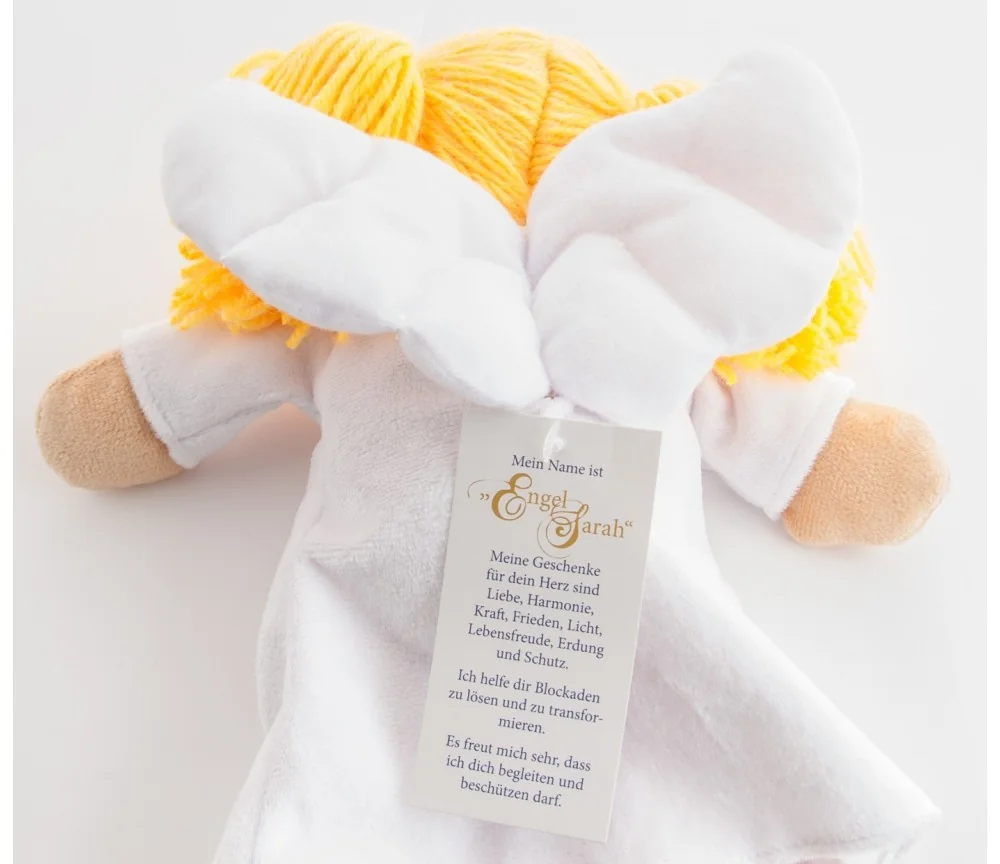 Stoffpuppe - Engel Sarah 30 cm mit Blume des Lebens