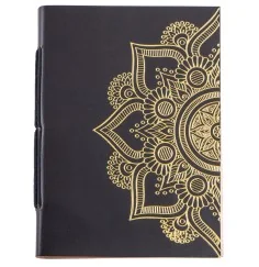 Schreibbuch - Mandala 144 Seiten - Ledereinband mit goldener Prägung 18x13 cm