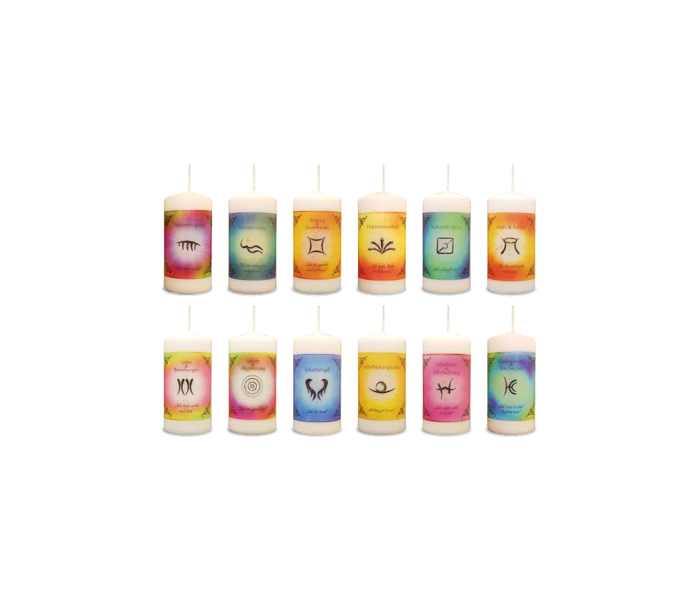 Engelalm - Energiekerze -Wunscherfüllungsserie - 12er Kerzen Set - 100/50