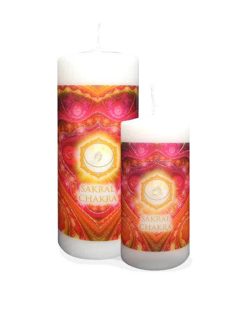 Engelalm - Energiekerze - Chakra - Sakralchakra - versch. Größen