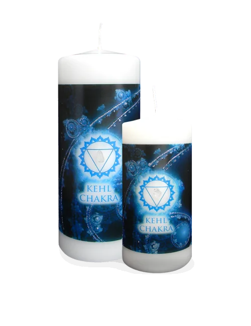 Engelalm - Energiekerze - Chakra - Kehlchakra - versch. Größen