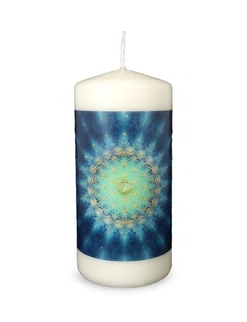 Engelalm - Energiek. -Themenkerze - Blume d. Lebens blau - 150/70