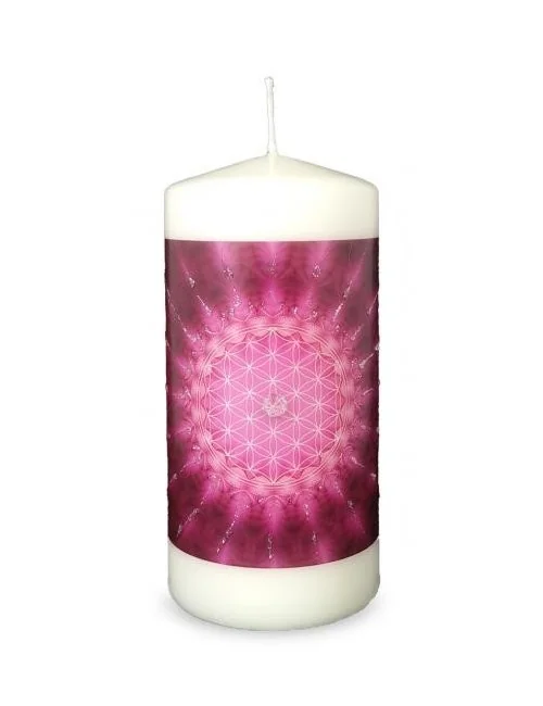 Engelalm - Energiek. -Themenkerze - Blume d.Lebens pink - 150/70
