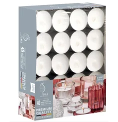 Gala Teelichter weiß, Ø 40 mm, Höhe 25 mm, 8h Brenndauer, 40 Stück