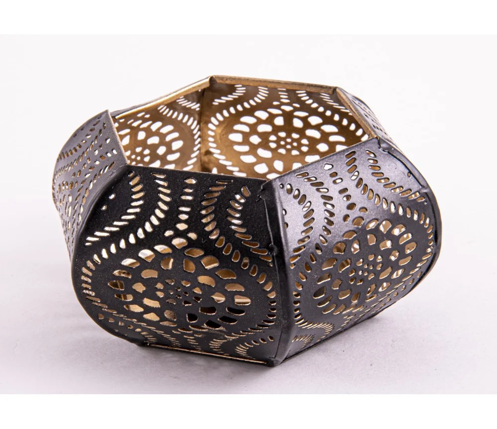 Teelichthalter - Ornament Sahlia - aus Metall - H: 5,5 x 10,5 cm