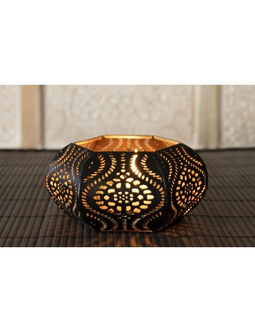 Teelichthalter - Ornament Sahlia - aus Metall - H: 5,5 x 10,5 cm