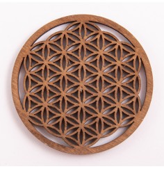 Blume des Lebens - aus Holz - 6 cm, dunkelbraun - 5er Pack