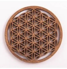 Blume des Lebens - aus Holz - 6 cm, dunkelbraun - 5er Pack