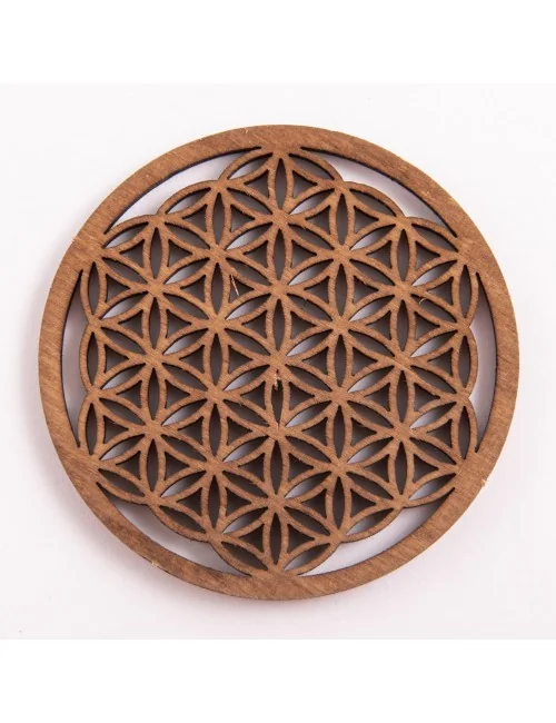 Blume des Lebens - aus Holz - 6 cm, dunkelbraun - 5er Pack