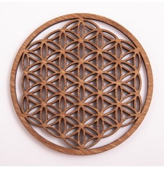 Blume des Lebens - aus Holz - 9 cm, dunkelbraun - 5er Pack