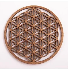 Blume des Lebens - aus Holz - 9 cm, dunkelbraun - 5er Pack