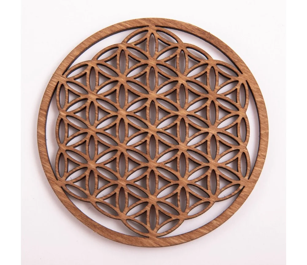 Blume des Lebens - aus Holz - 9 cm, dunkelbraun - 5er Pack