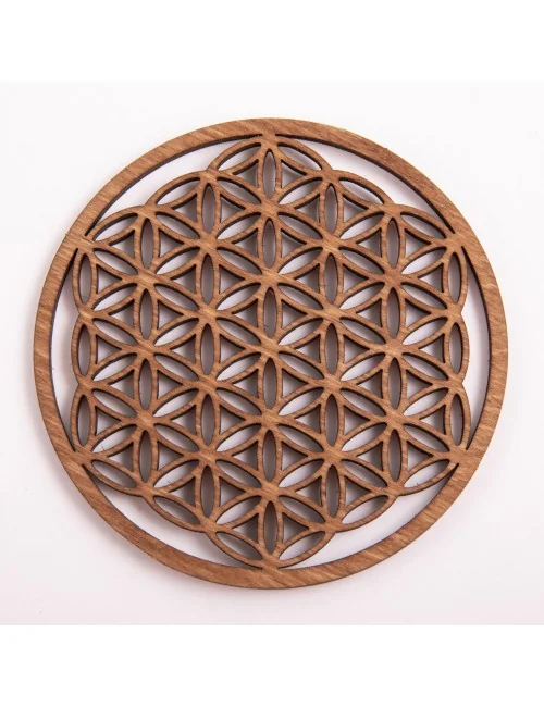 Blume des Lebens - aus Holz - 9 cm, dunkelbraun - 5er Pack