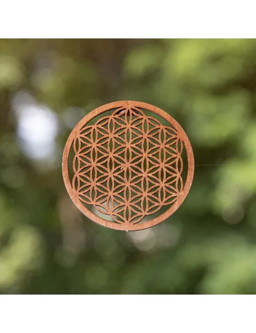 Blume des Lebens - aus Holz - 6 cm, dunkelbraun - 5er Pack