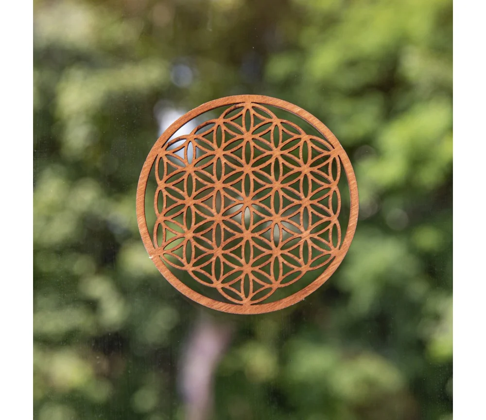 Blume des Lebens - aus Holz - 9 cm, dunkelbraun - 5er Pack