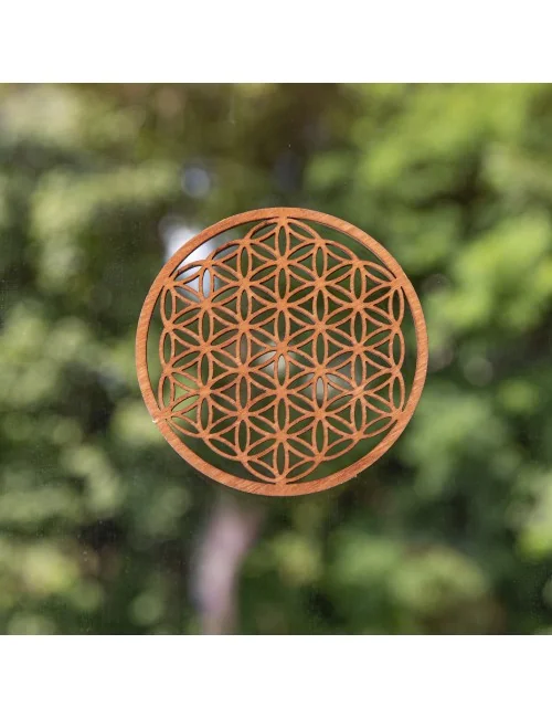 Blume des Lebens - aus Holz - 9 cm, dunkelbraun - 5er Pack