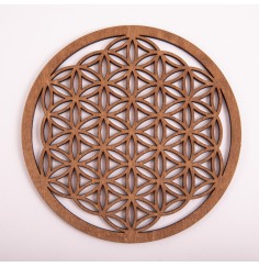 Blume des Lebens - aus Holz - 14,4 cm, dunkelbraun - 3er Pack