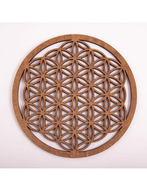 Blume des Lebens - aus Holz - 14,4 cm, dunkelbraun - 3er Pack